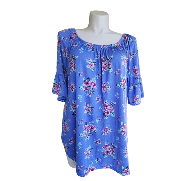 Kristen Nicole plus size blue floral top NWT! Size 3X - Picture 3 of 12